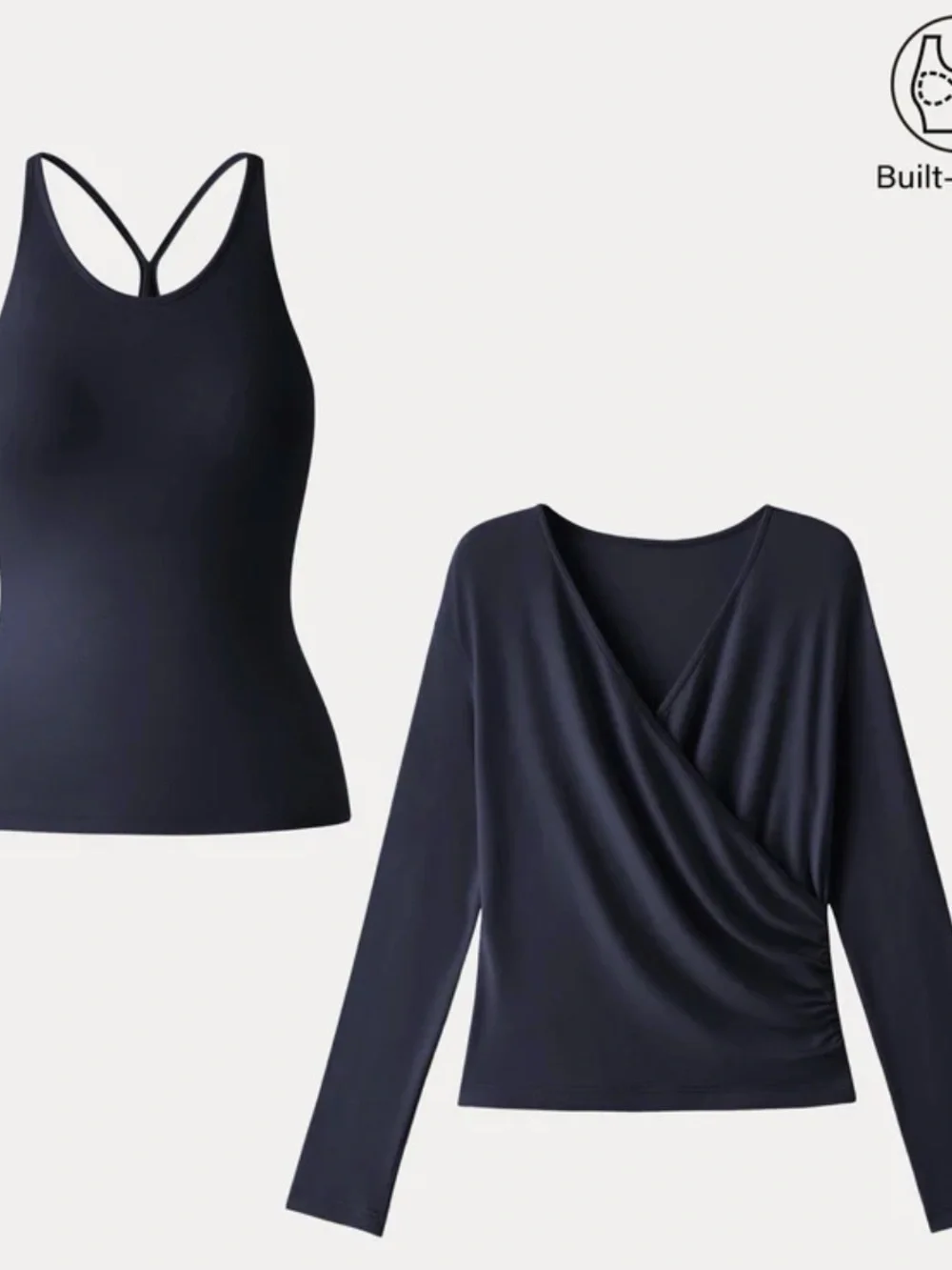 OGL Navy Blue Tank & Wrap Long-Sleeve Top Duo - Picture 1 of 1